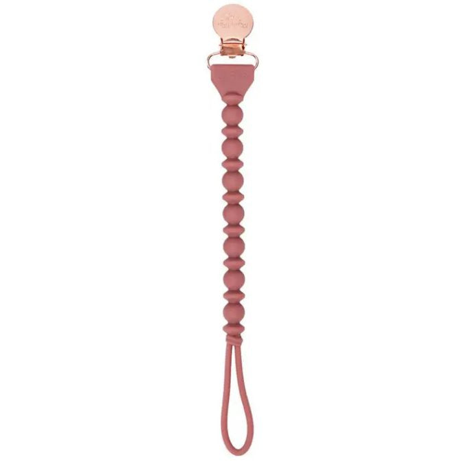 Itzy Ritzy Sweetie Strap Silicone One-Piece Pacifier Clip - Beaded Rose