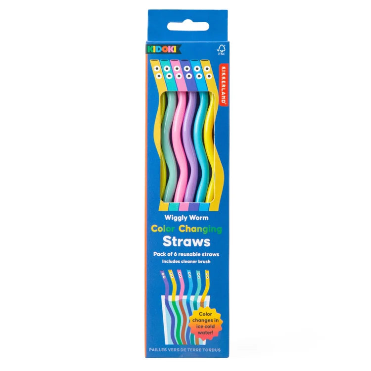 Kidoki Wiggly Worm Color Changing Straws