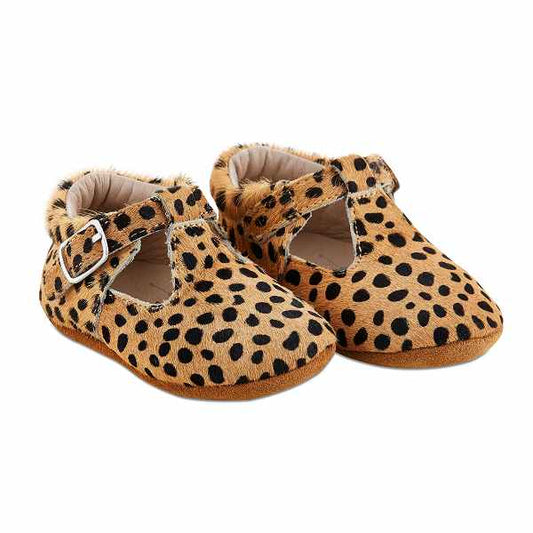 Leopard Soft-Soled Leather Baby Mary Janes