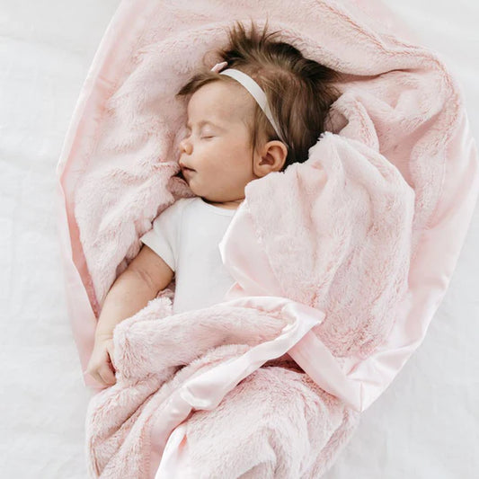 Saranoni Satin Border Receiving Blanket – Light Pink
