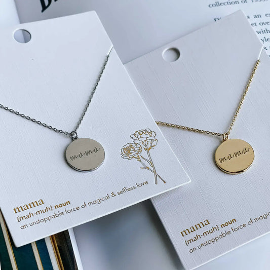 Pretty Simple Mama Disc Silver Pendant Necklace