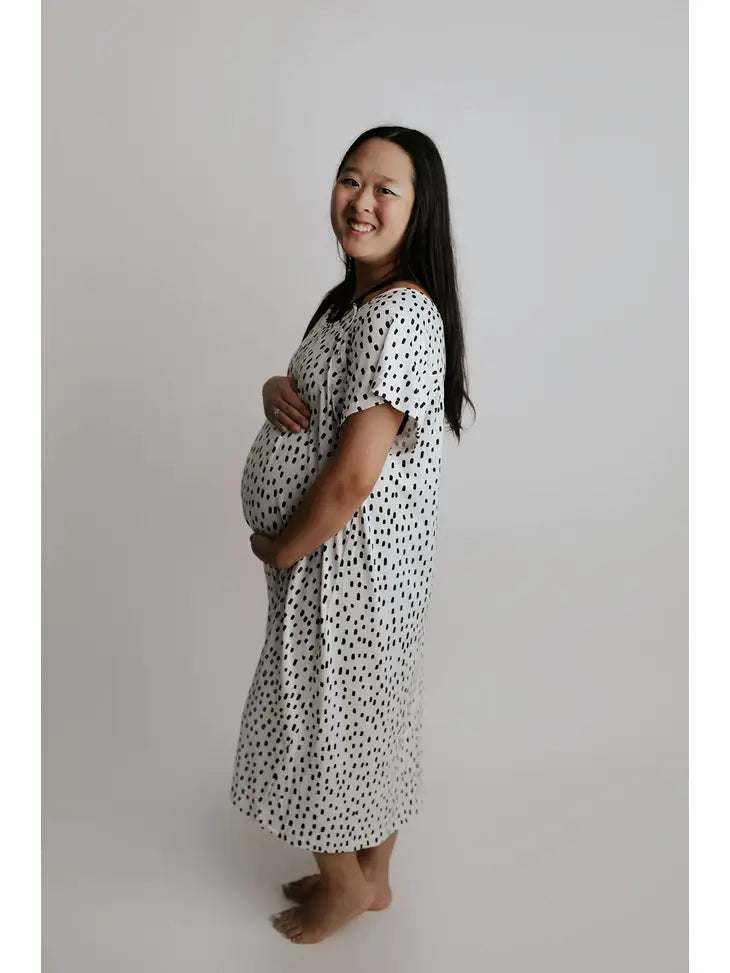 Three Little Tots Black & White Dot Mommy Gown