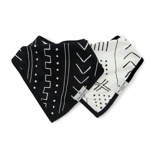 Loulou Lollipop Bandana Bib Set- Mudcloth