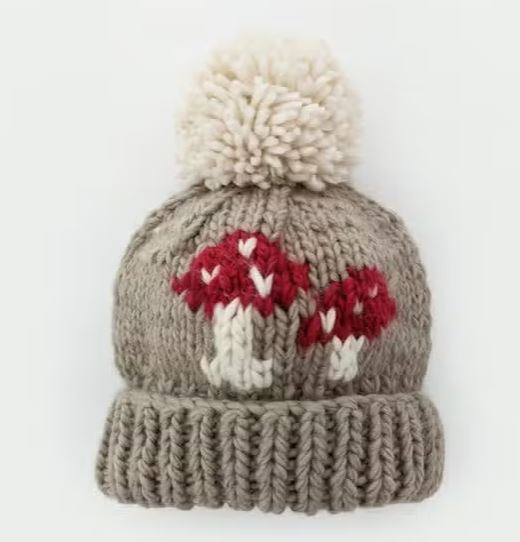 Huggalugs Mushroom Knit Beanie Hat