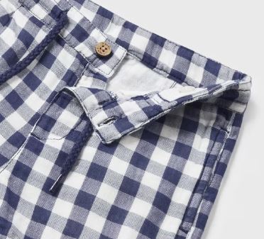 Mayoral Navy Linen Shirt with Gingham Shorts