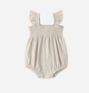 Quincy Mae Smocked Ruffle Sleeve Romper | Oat