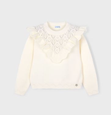 Mayoral Openwork White Knit Sweater