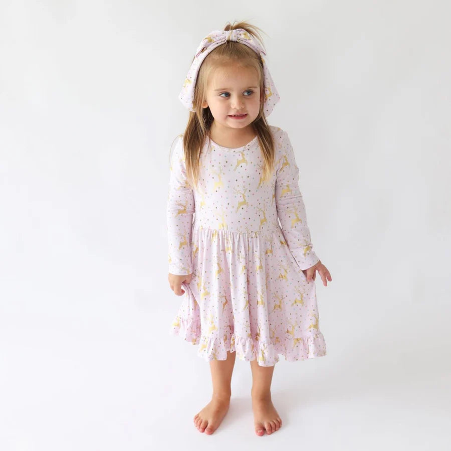 Posh Peanut Long Sleeve Ruffled Twirl Dress - Ryleigh