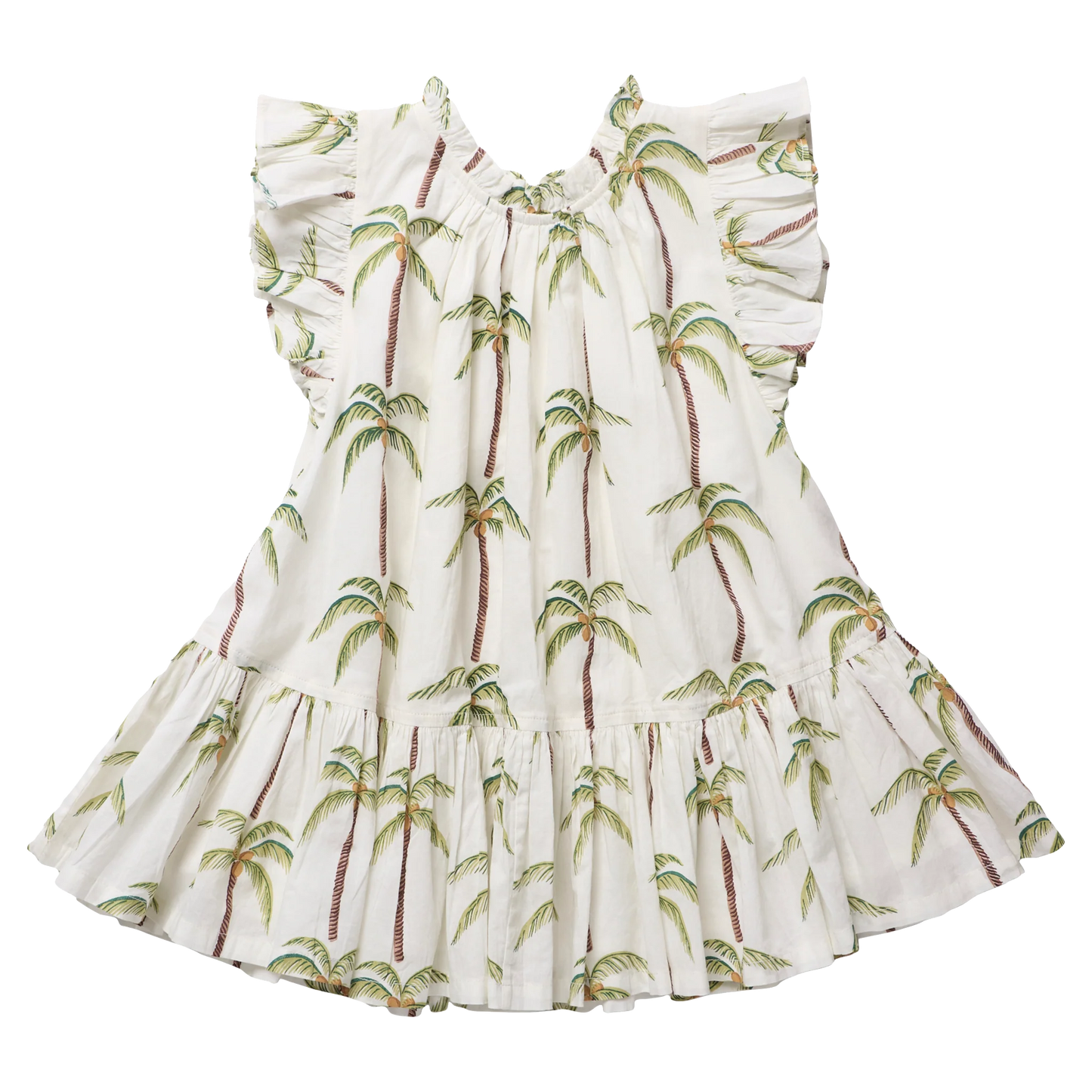 Pink Chicken Girls Harper Dress | Cream Palm Trees