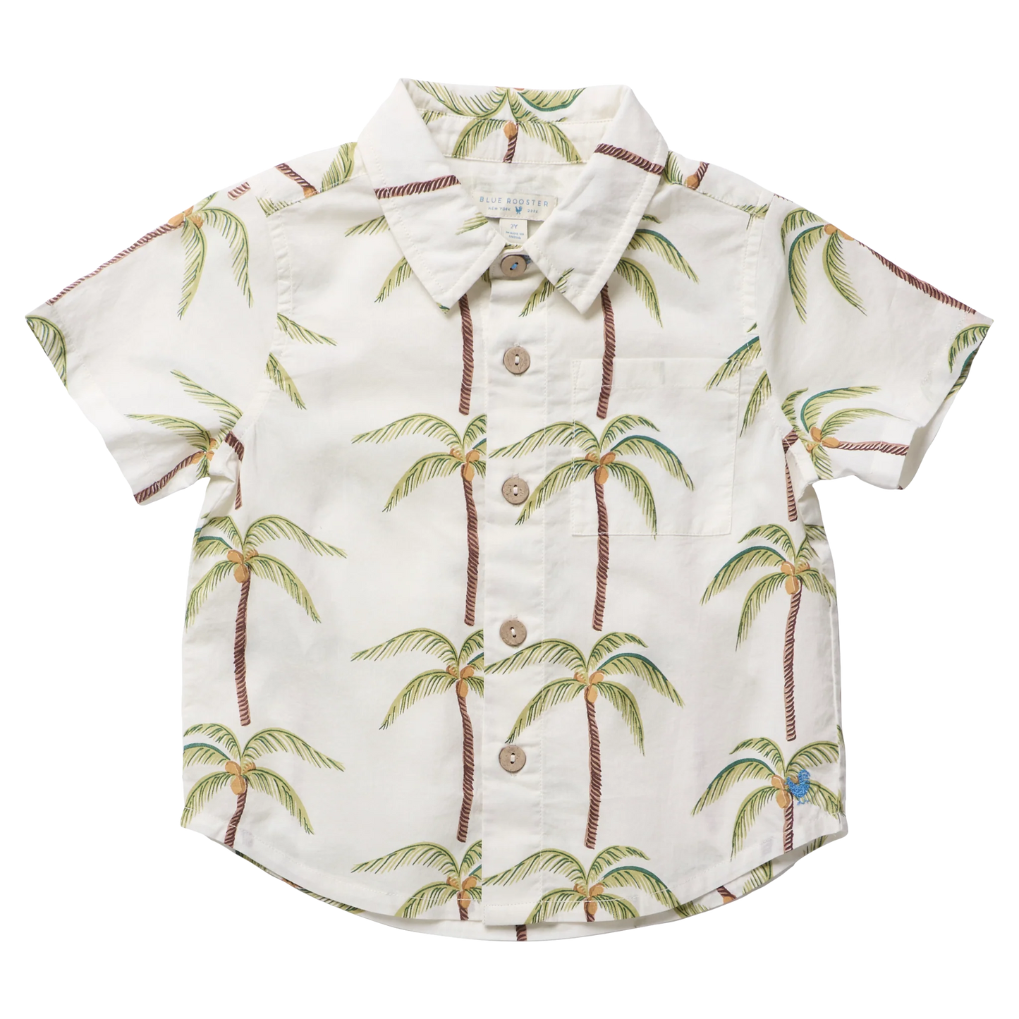 Pink Chicken Boys Jack Shirt | Cream Palm Trees