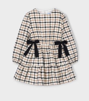 Mayoral Long Sleeve Plaid Dress