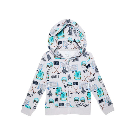 Mayford- Bamboo Terry Zippered Hoodie Jacket (Hockey print)