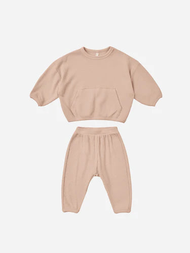 Quincy Mae Waffle Slouch Set | Blush