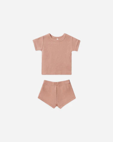 Waffle Shortie Set || Rose