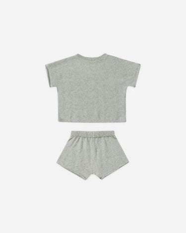 Relaxed Summer Knit Set || Heathered Sky