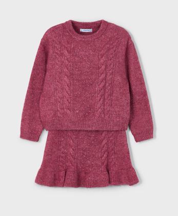 Mayoral Red Knit Sweater and Skirt Set