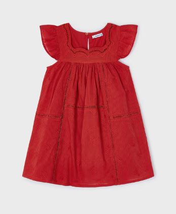 Mayoral Red Embroidered Dress