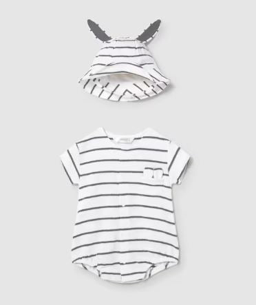 Mayoral Striped Romper with Hat