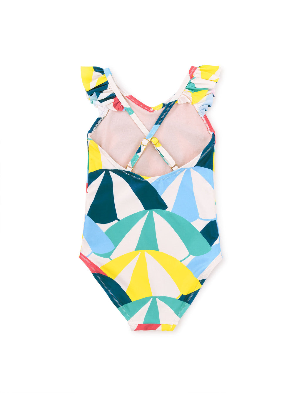 Tea Beach Umbrellas Ruffle One-Piece Swimsuit