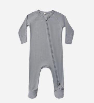 Quincy Mae Bamboo Zip Footie | Slate