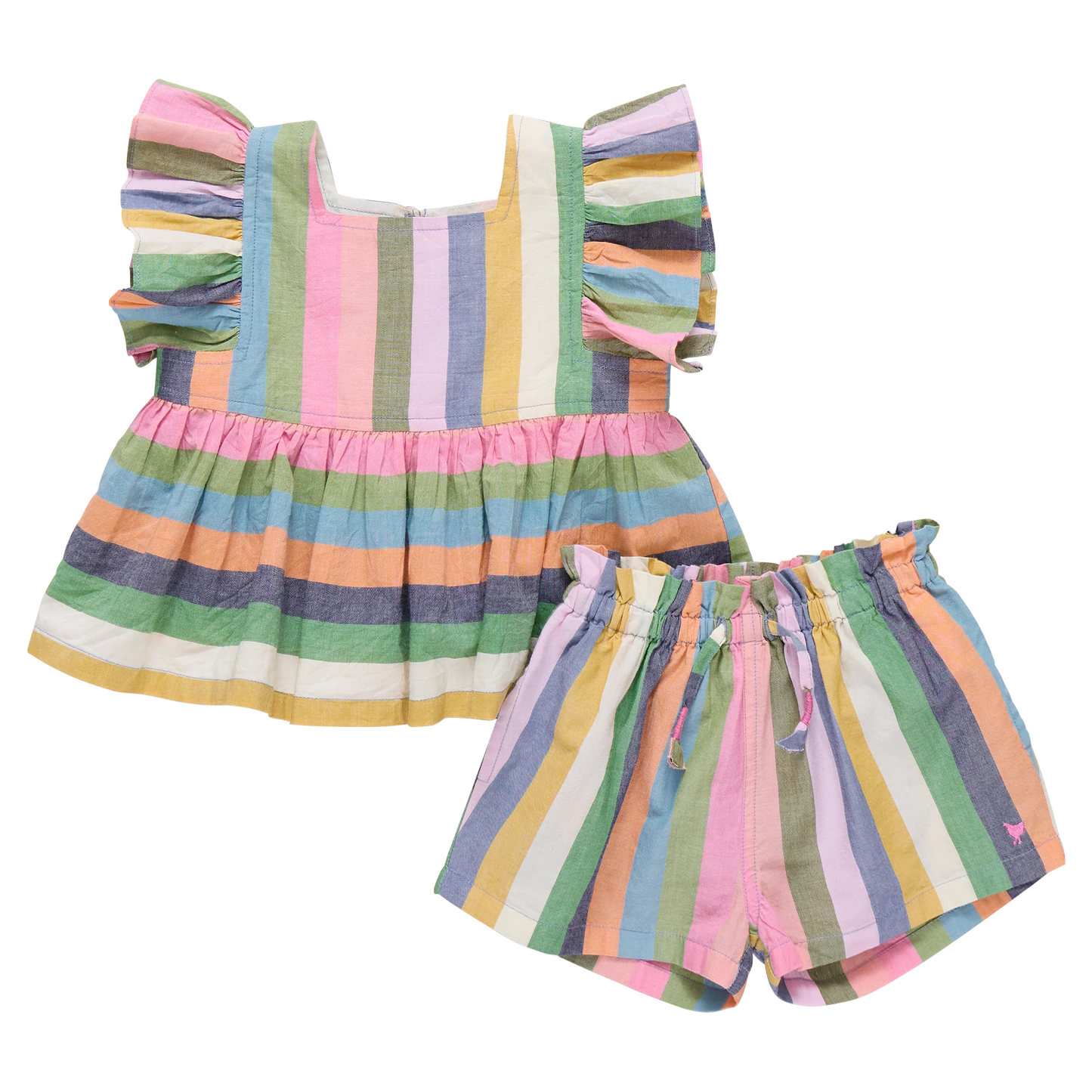 Pink Chicken Baby Girls Elsie 2-Piece | Parade Stripe