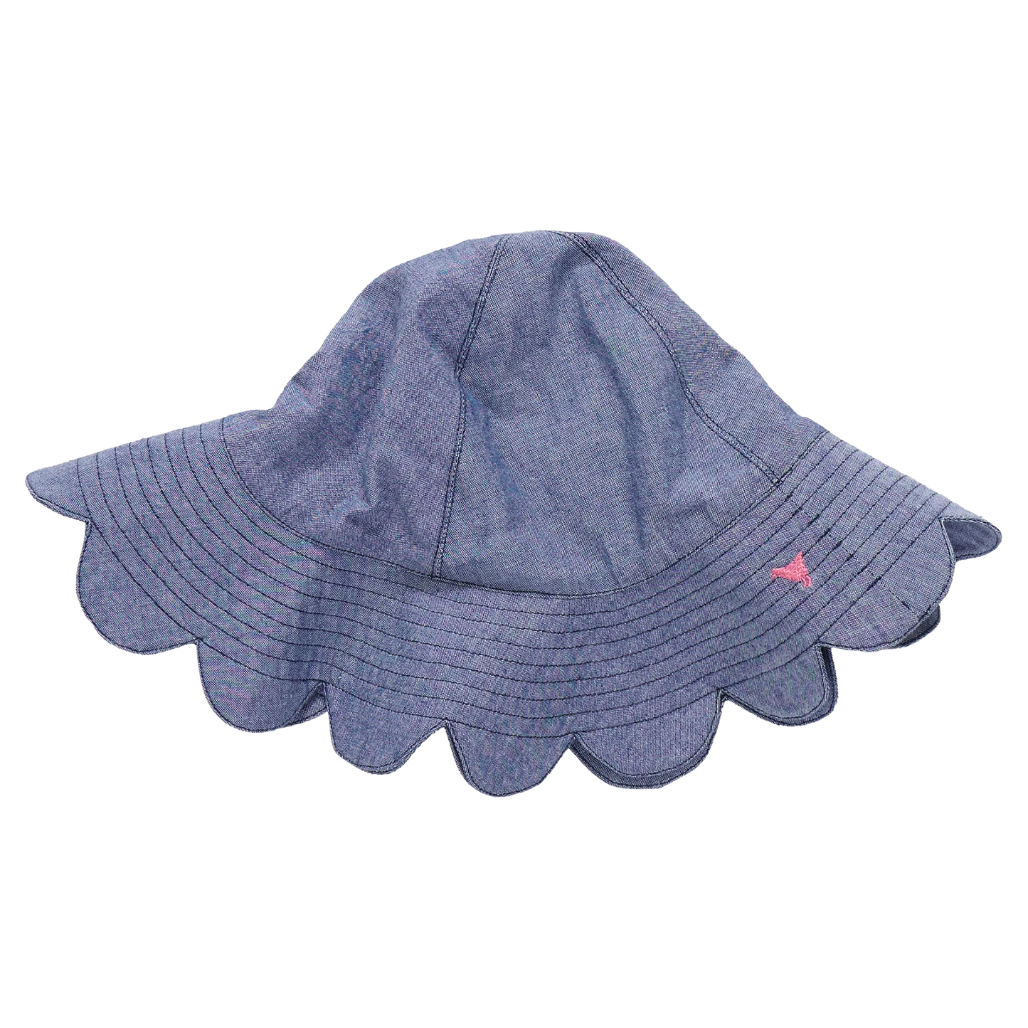 Pink Chicken Baby Girls Scallop Sun Hat | Chambray
