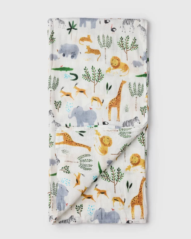 Loulou Lollipop Muslin Swaddle | Safari Jungle