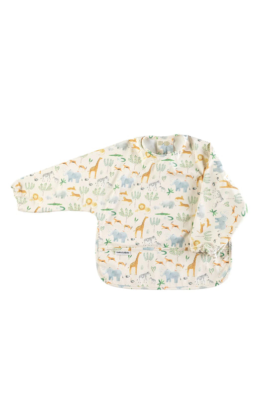 Loulou Lollipop Long Sleeve Waterproof Bib- Safari Jungle