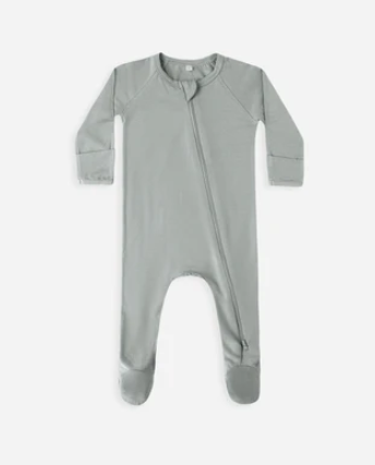 Quincy Mae Bamboo Zip Footie | Steel Blue