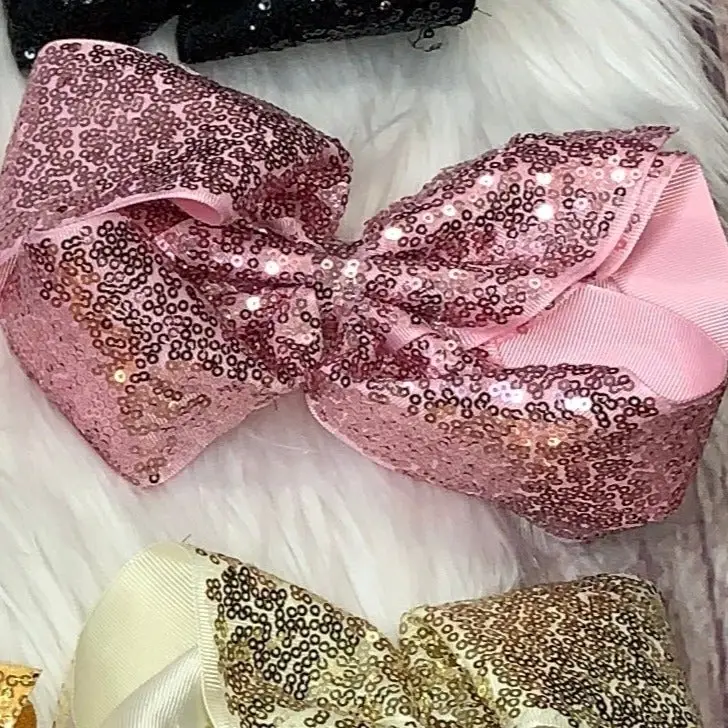 Stella Bean Clothing Co. Sequin Super Extra Large Hair Bow Pink