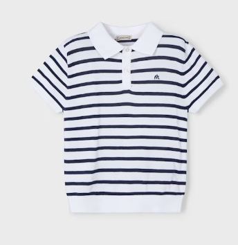 Mayoral Stripe Knit Polo Shirt