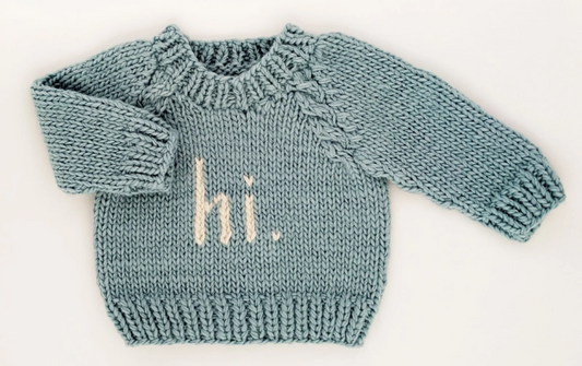 Hi. Crew Neck Sweater | Blue