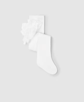 Mayoral Newborn Ruffled Tights | White
