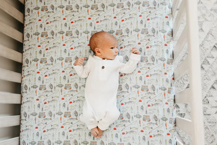 Copper Pear Trout Premium Knit Fitted Crib Sheet