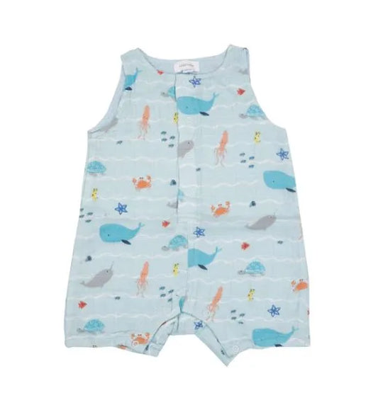 Angel Dear Undersea Stripe Shortie Romper