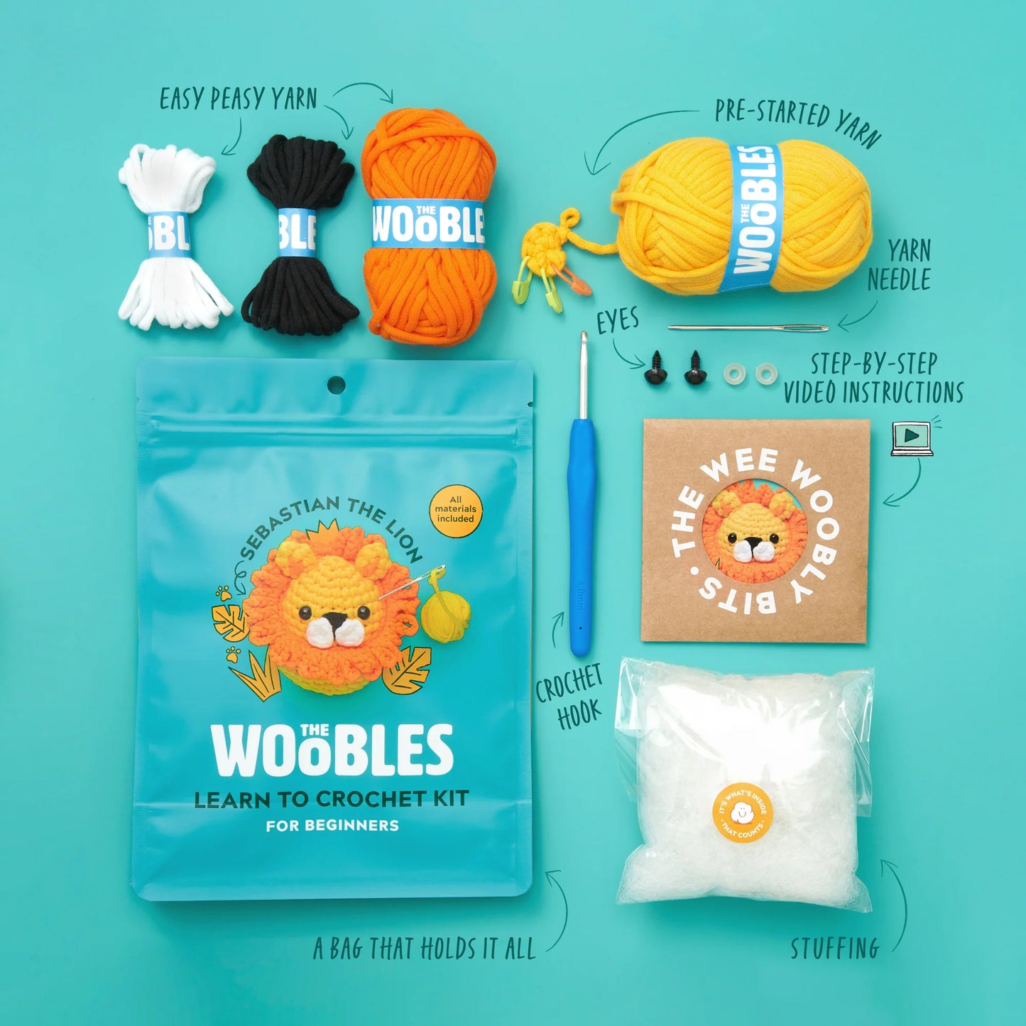 Woobles Crochet Kit | Sebastian The Lion