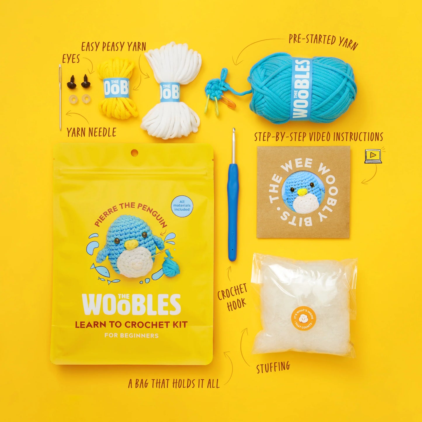 Woobles Crochet Kit | Pierre The Penguin