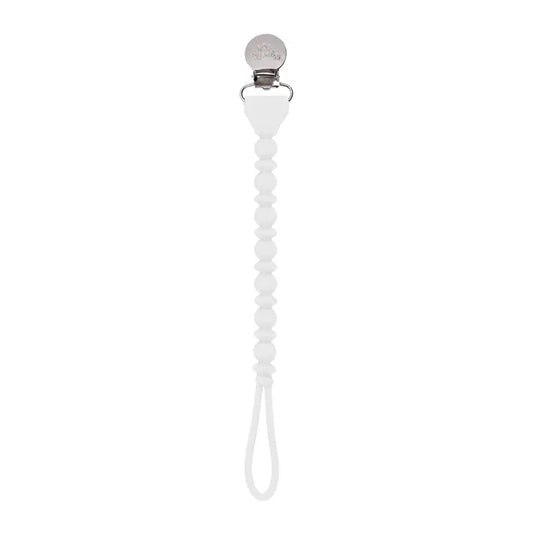 Itzy Ritzy Sweetie Strap Silicone One-Piece Pacifier Clip - White Bead
