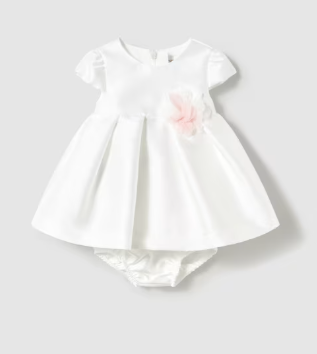 Mayoral White Mikado Dress with Bloomers