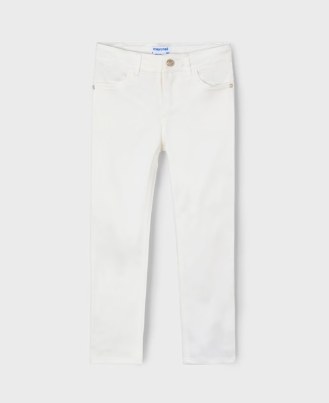 Mayoral White Satin Skinny Pants