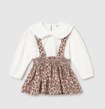 Animal Print Romper with White Blouse