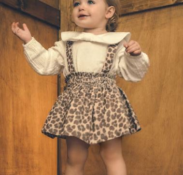 Animal Print Romper with White Blouse