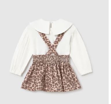 Animal Print Romper with White Blouse