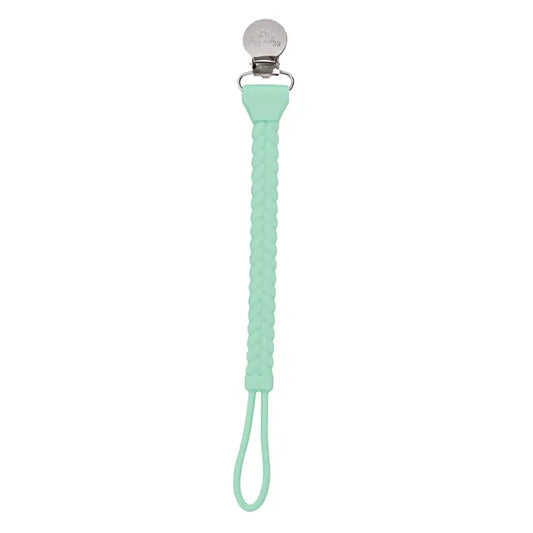Itzy Ritzy Sweetie Strap Silicone One-Piece Pacifier Clip - Mint Braid