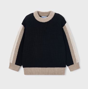 Mayoral Black Color Blocked Sweater