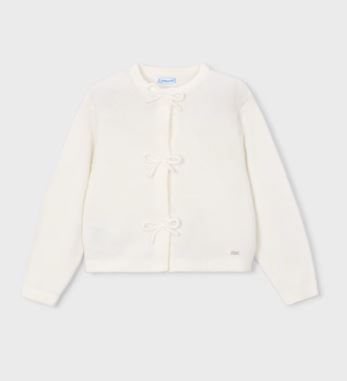 Mayoral Cream Knit Cardigan with Bows