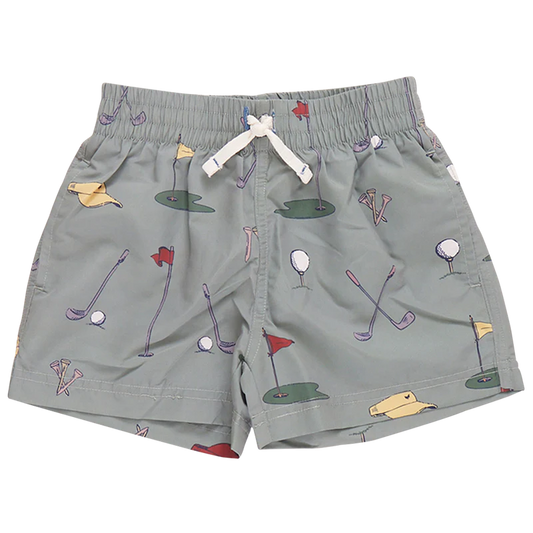 Blue Rooster Swim Trunk| Green Golf Tournament