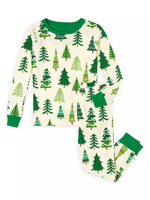 Hatley Christmas Trees Glow in the Dark Pajama Set