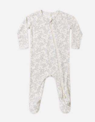 Quincy Mae Bamboo Zip Footie | Cloud Floral