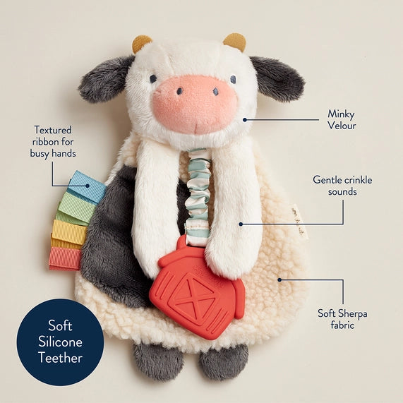 Itzy Ritzy Lovey Plush with Silicone Teether Toy - Cow